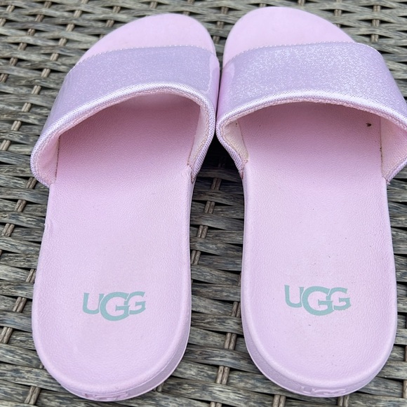 UGG Kids Light Pink Glitter Slide Sandals Little Kids Girls‎ Size 3 - Picture 4 of 8